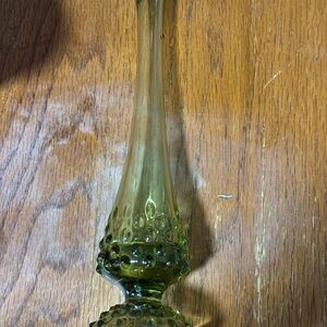 Fenton Olive Green Hobnail Glass Vase